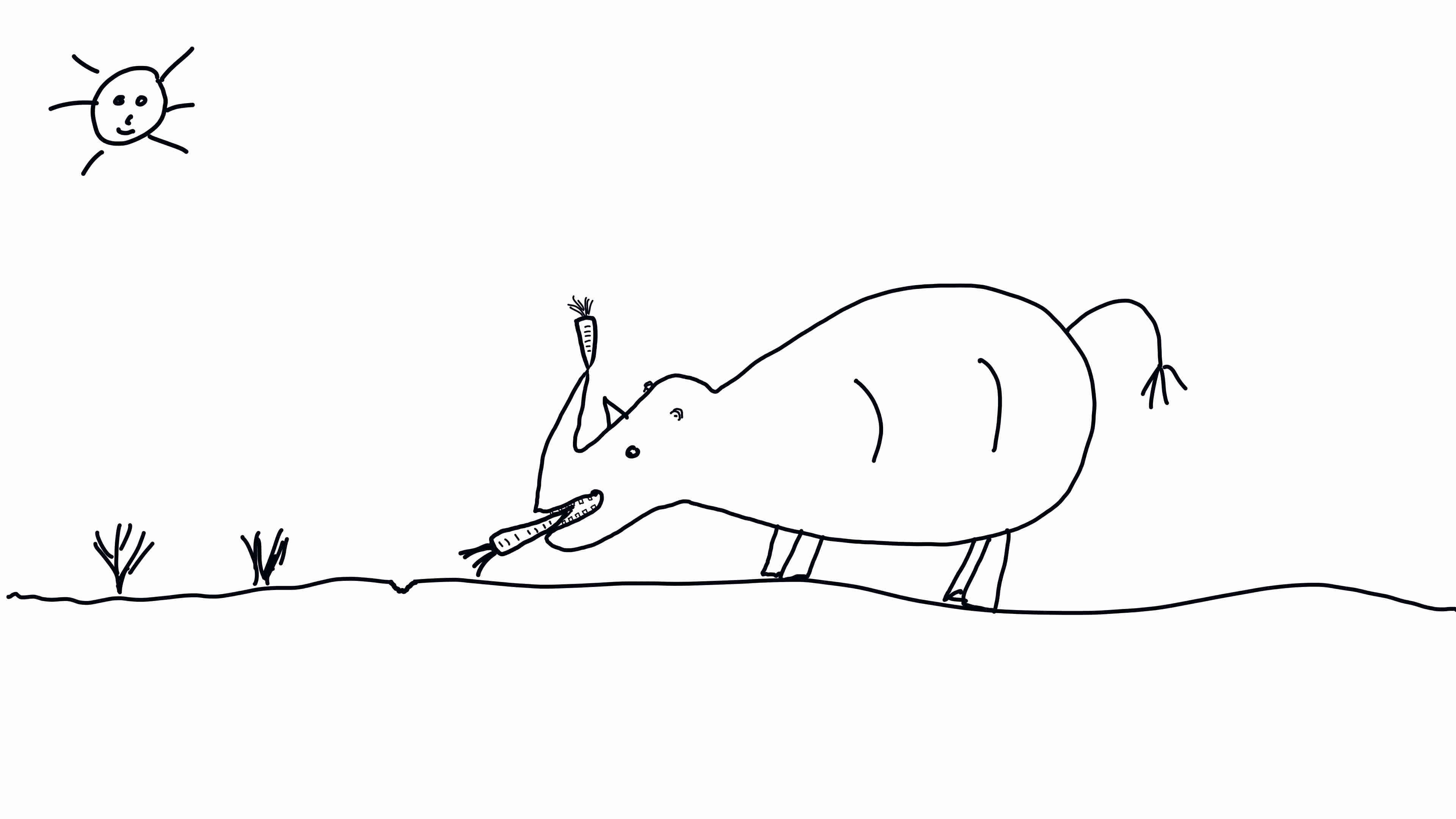 Rhinos eats his conference dinner