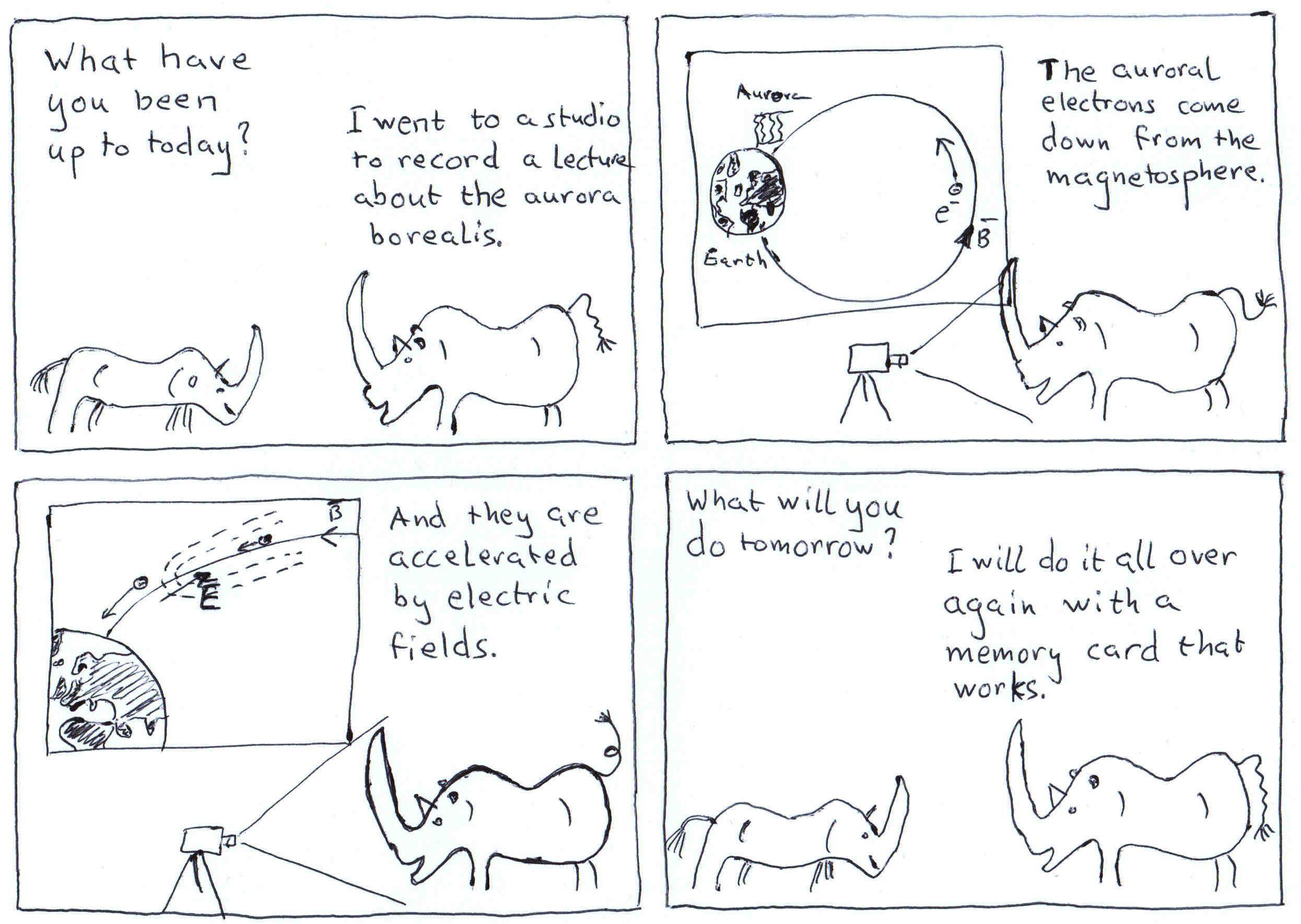 Rhino records a lecture
about the aurora