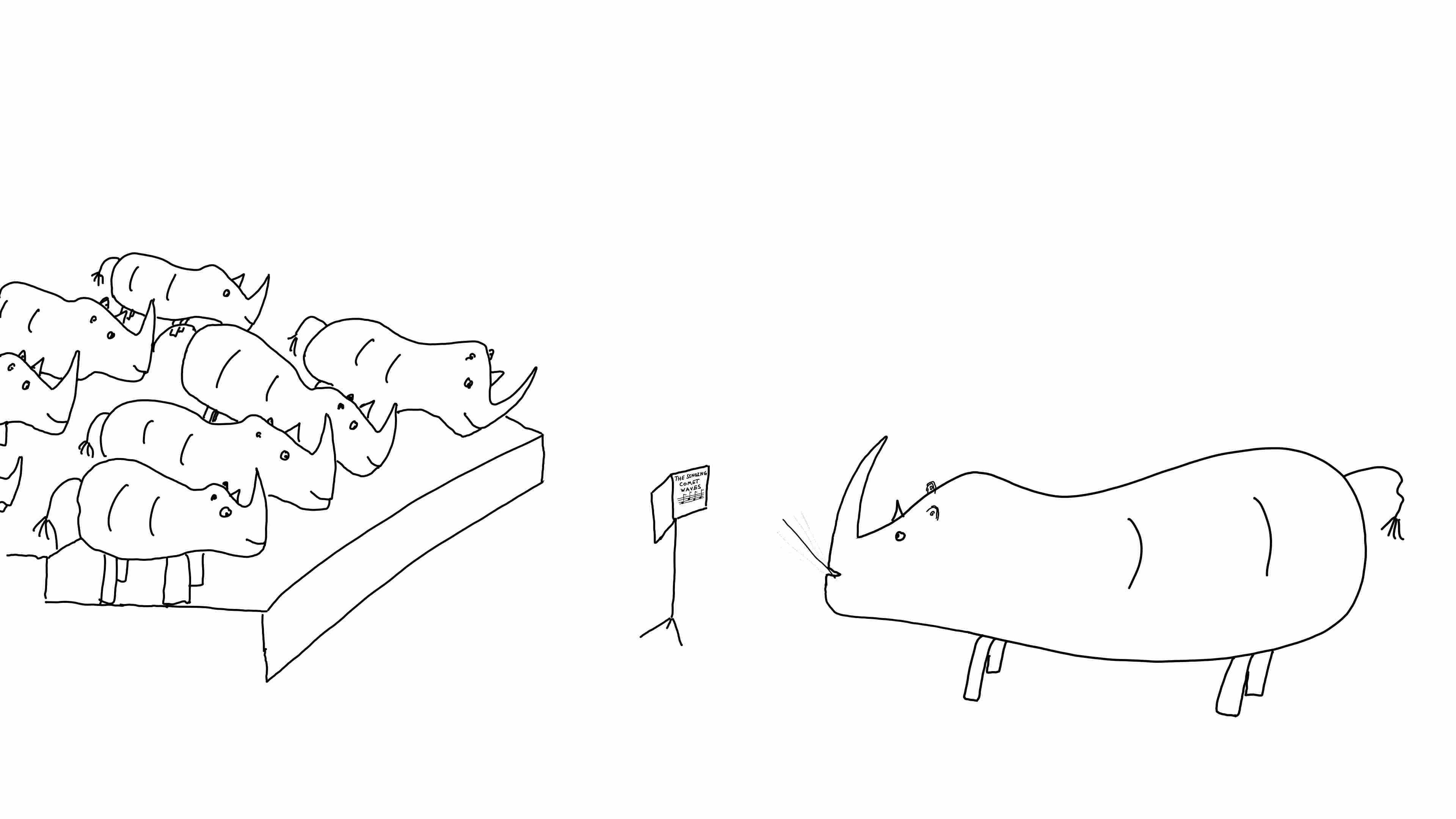 Rhinos performing the singing comet waves