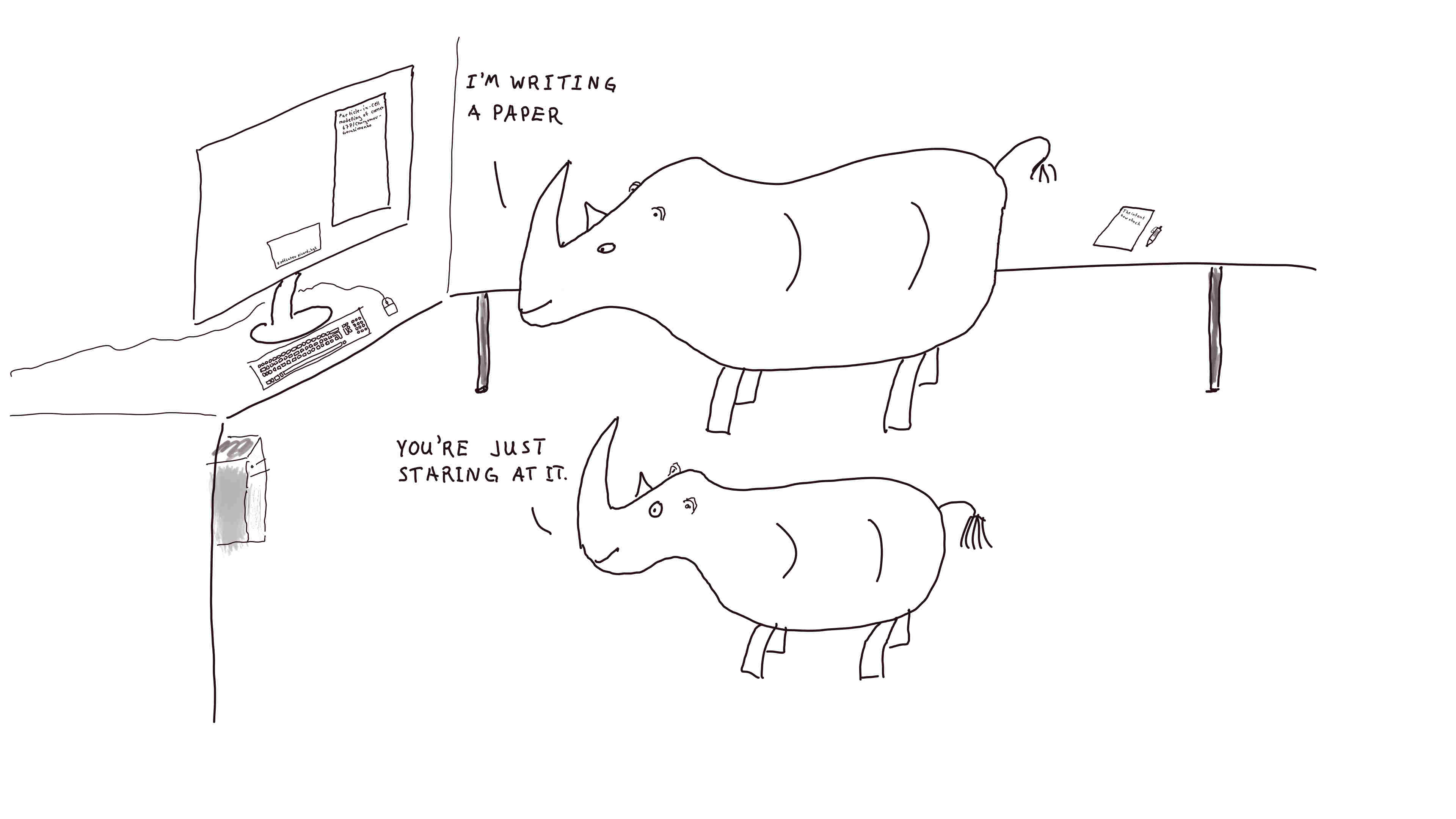 Rhinos talk about writing a scientific paper